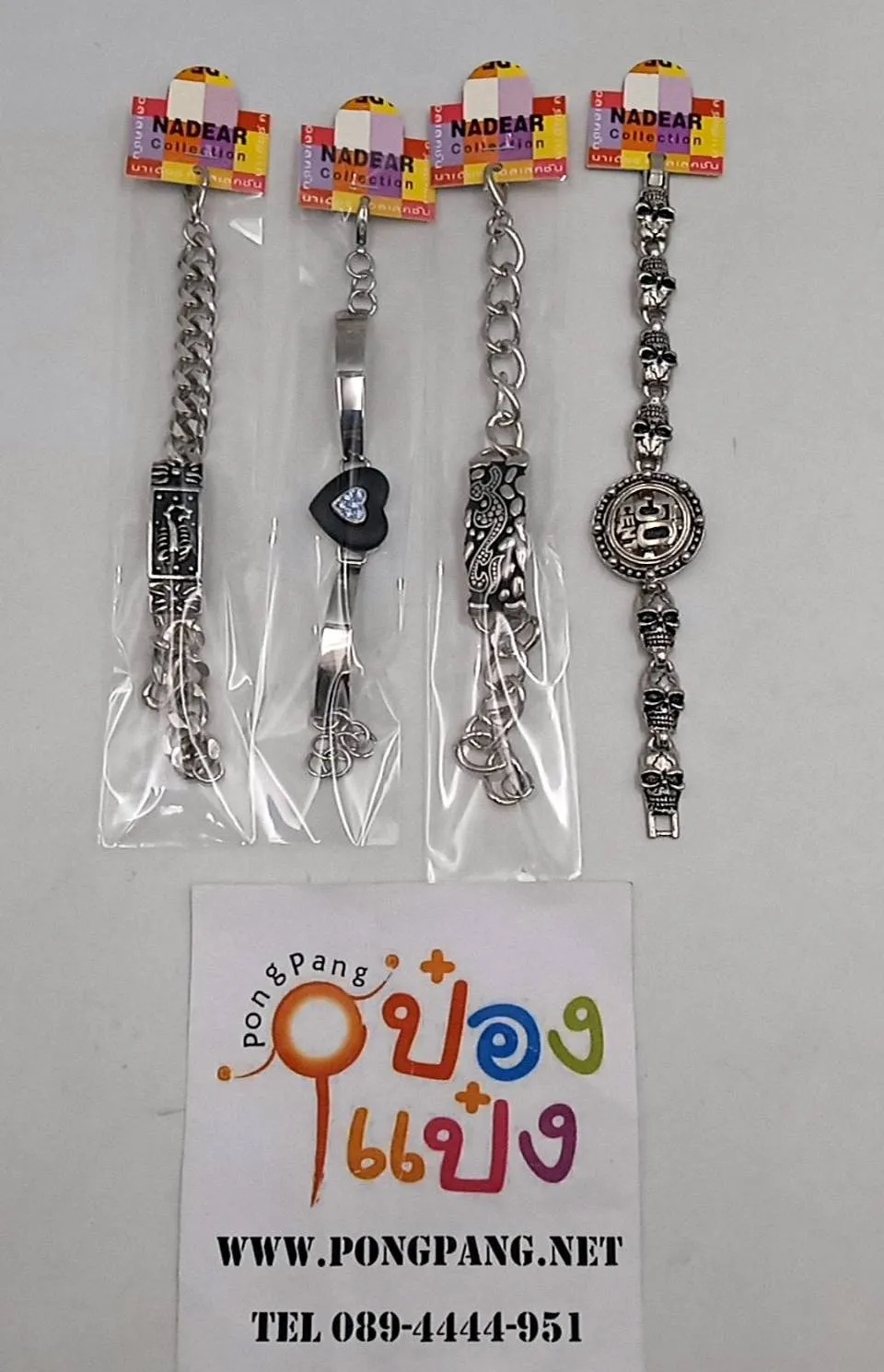 สร้อยข้อมือ หัวกะโหลก คละแบบ  ยาว18cm  1*12