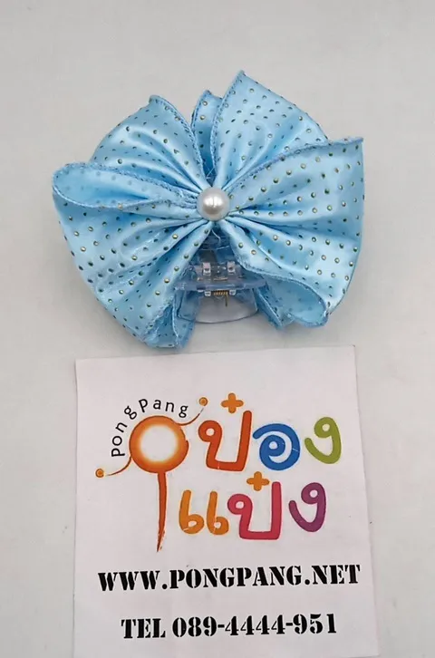 กิ๊บงับผมรูปโบว์ สีพื่น ลายจุด  1*12