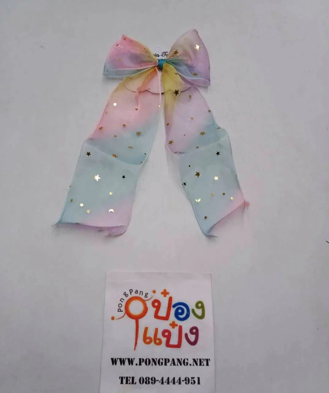 กิ๊บงับ โบว์ยาว ซากุระเรนโบว์ 3 มิติ (1*12)