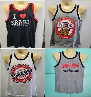 เสื้อกล้าม ผ้ายืด (พิมพ์ลาย) คละลายคละสี ฟรีไซต์ (1*12)