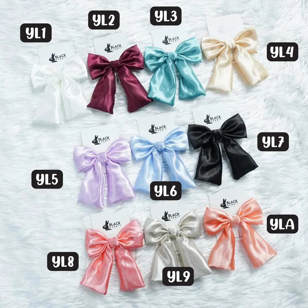 กิ๊บปากเป็ด โบว์ 2 ชิ้น ซาติน คละแบบ คละสี (1*12)