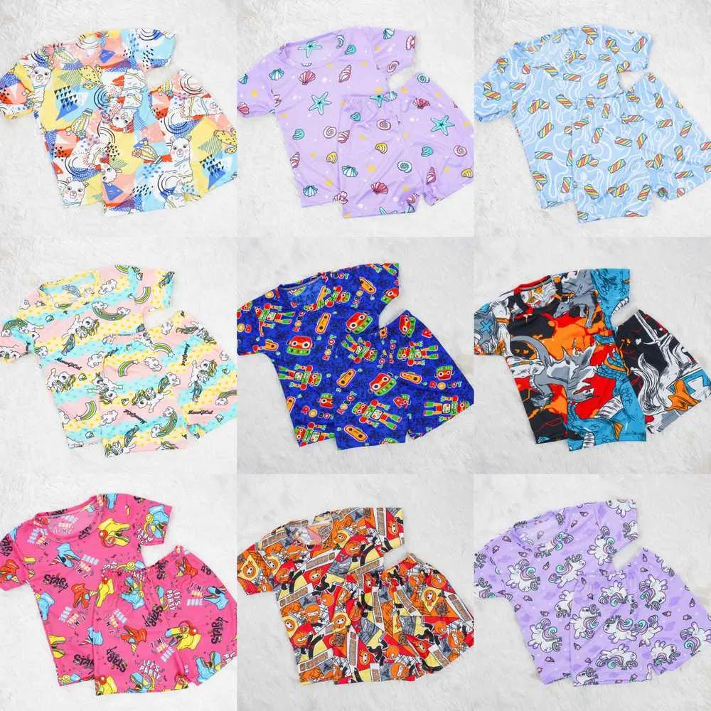 เสื้อแขนสั้น+กางเกง M คละลาย (1*12) **แพ็ค 6 ชุด 12 ชิ้น เสื้อ 6 กางเกง 6**