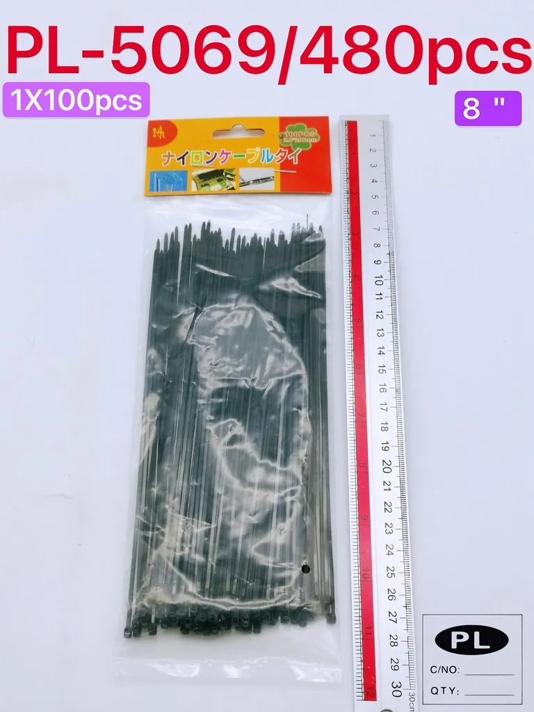 เคเบิ้ลไทด์ 8นิ้ว 4x200mm สีดำ 100pcs  #SG-KB048 13203