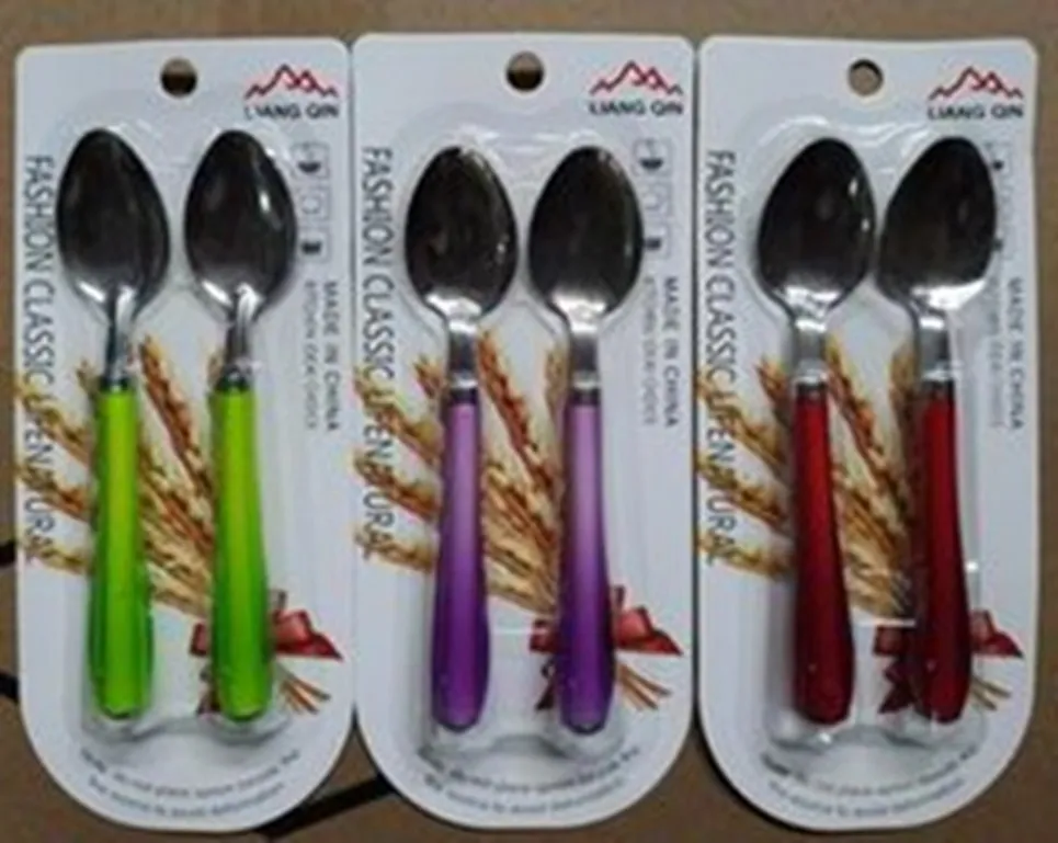 ช้อนสแตนเลส 1x2 ด้ามสีมุกเงา สูง16CM คละสี 