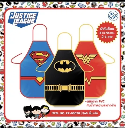 *ผ้ากันเปื้อน PVC ลาย Justice League ขนาด 51x72 cm. (1*360) ลิขสิทธ์ถูกต้อง