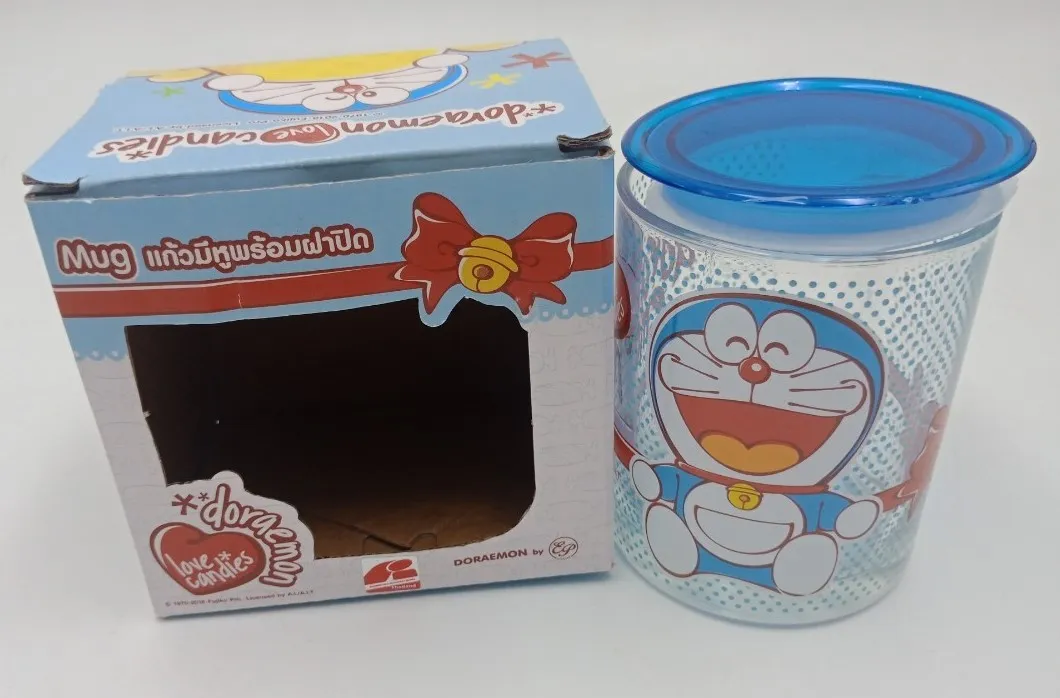 แก้วใสทรงเตี้ย+ฝาปิด DORAEMON(1*60)ลิขสิทธ์ถูกต้อง (ขายยกลัง 1125.-)