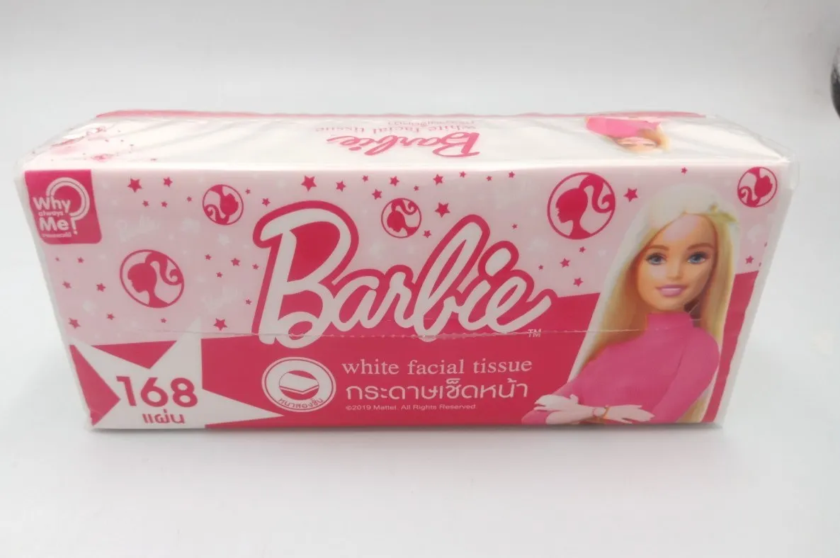 กระดาษเช็ดหน้า 168แผ่นหนาสองชั้น Barbie (1*12)ลิขสิทธ์ถูกต้อง