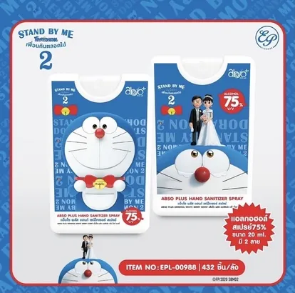 สเปรย์อนามัยล้างมือ ลายDoraemon 1*432 ลิขสิทธ์ถูกต้อง