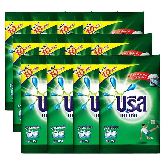 ผงซักฟอก บรีส เอกเซล สูตรเข้มข้น สีเขียว  90 กรัม  (1*144)