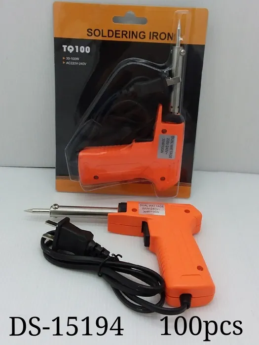 หัวแร้ง บักรี ทรงปืน มีปุ่มเร่งความร้อน ตราแรด 220V 30-100W 10x16CM. 1*100 ** 80บาท/ชิ้น ขั้นต่ำ 12ชิ้น