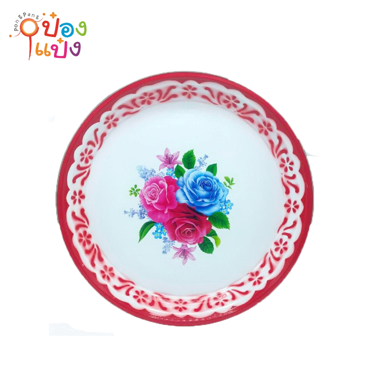 ถาดกลมเคลือบขอบเลส 40cm. ถาดวัด(1*12)  **50 บาท/ชิ้น ขั้นต่ำ 6 ชิ้น T596 LH4354