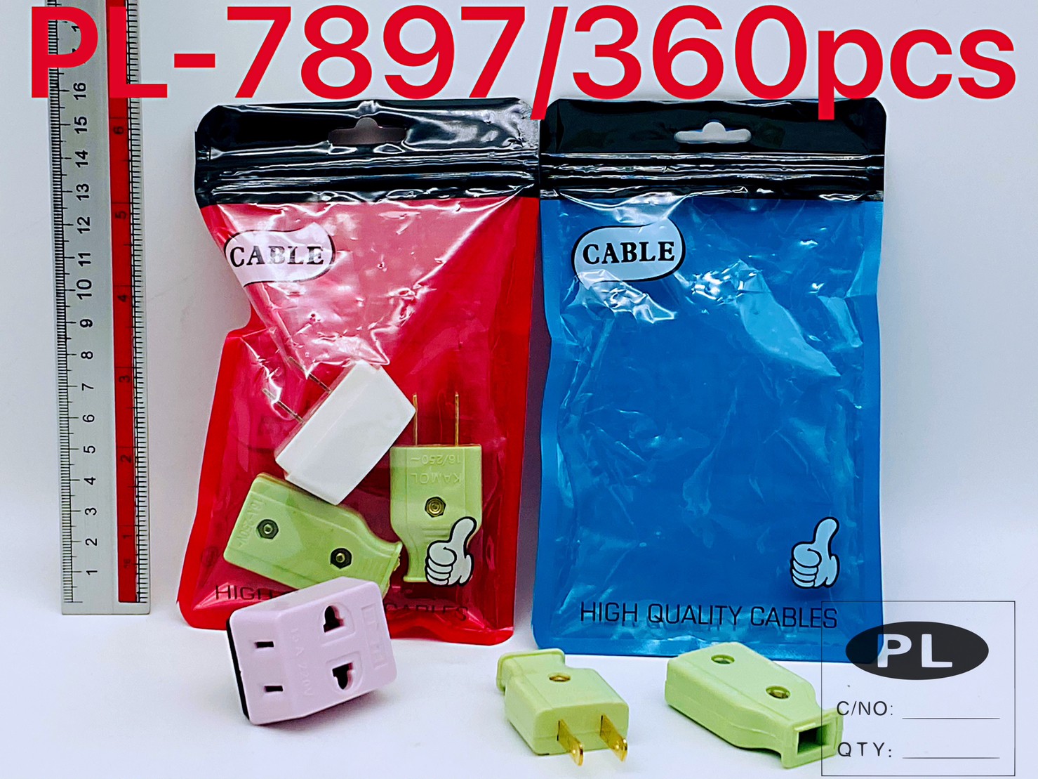 หัวปลั๊กไฟ ตัวผู้ ตัวเมีย สามตา แพ็ค 1x3 1*360 ZC83004