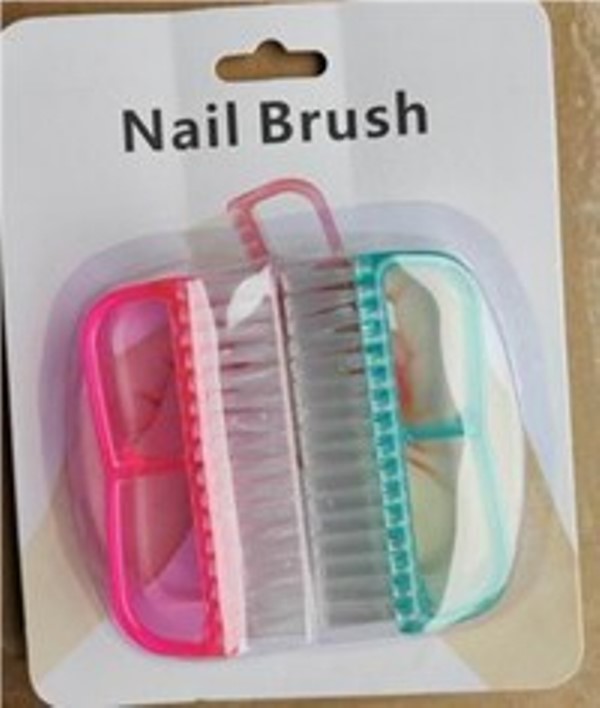 *แปรงขัดเล็บ สีใส สีหวาน 1x2 ด้ามตรงเว้า 