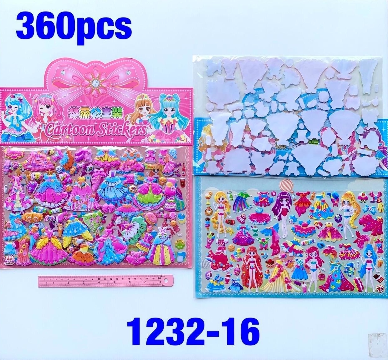 สติ๊กเกอร์ แต่งตัวละคร 2 แผ่น 20x33CM 1*360 XTH1232-16