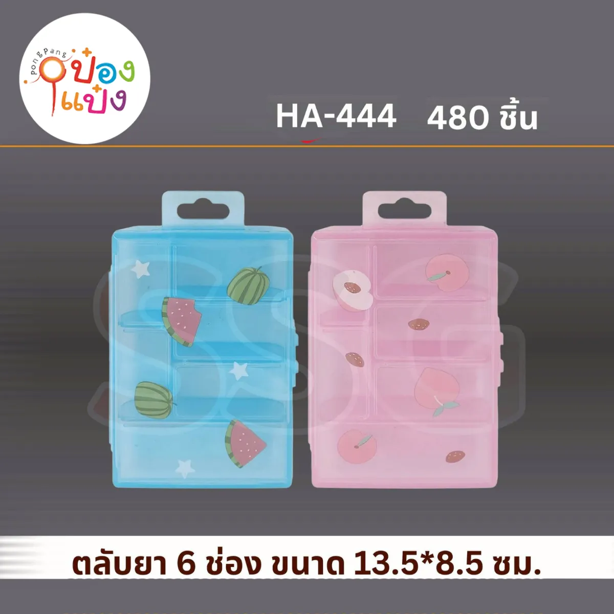 ตลับยา ใส่ยา 6 ช่อง ขนาด 13.5x8.5CM 1*480