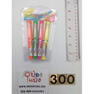 ปากกาไฮไลท์ 1x4 ด้ามขาวแท่งกลม 