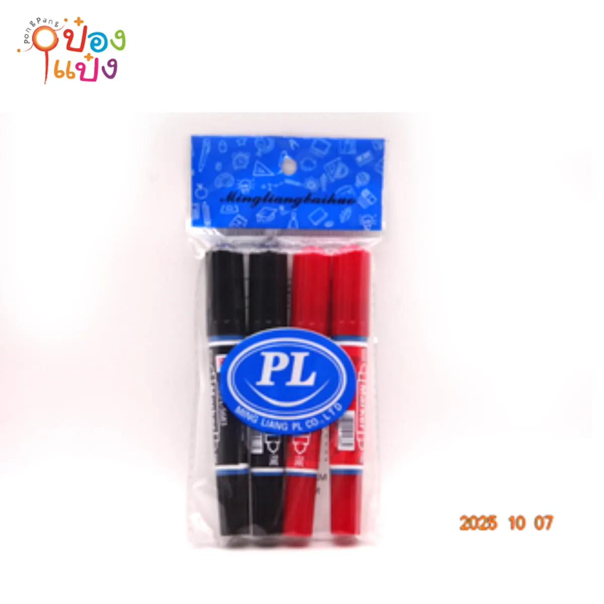 ปากกาเมจิก 2หัว 4แท่ง สีดำ2+แดง2 1*360