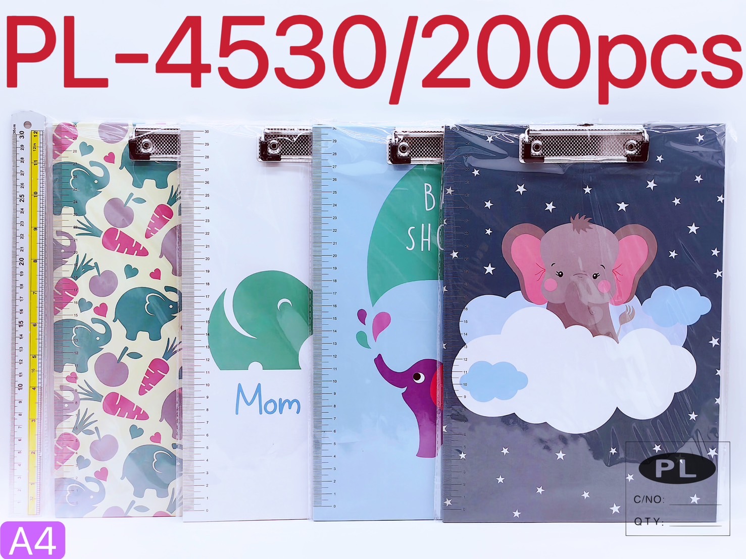 กระดานหนีบเอกสารA4 ลายขอบไม้บรรทัด P4530 S8825