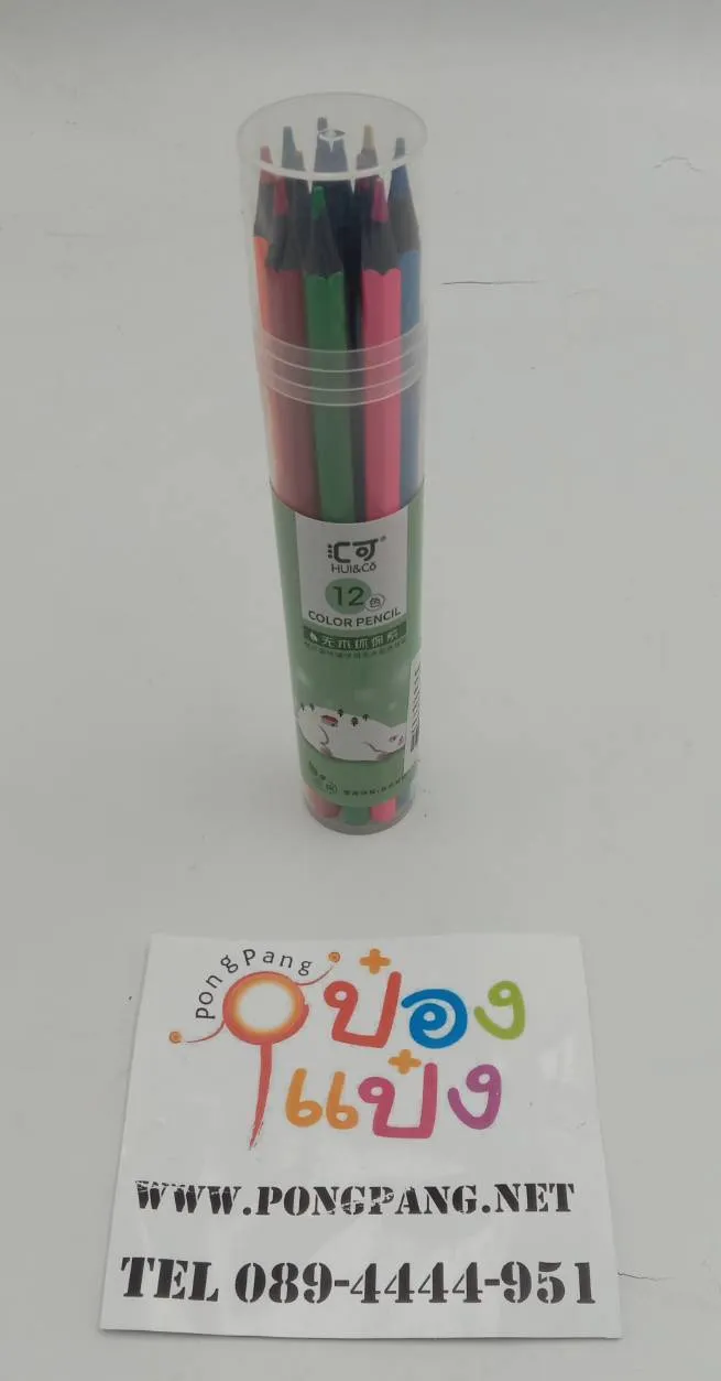 ดินสอสีไม้ 12 สี พื้นสีดำ แพ็คกล่องกลมใส T20325