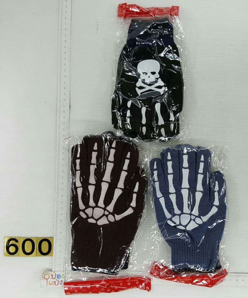 ถุงมือมอเตอร์ไซด์ ลายกระดูก เต็มนิ้ว P6690