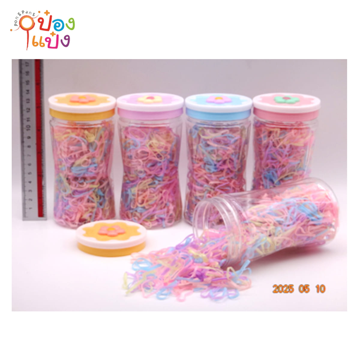 ยางรัดผมเส้นใหญ่สีพาสเทล กระปุกโหลเว้า 1*192