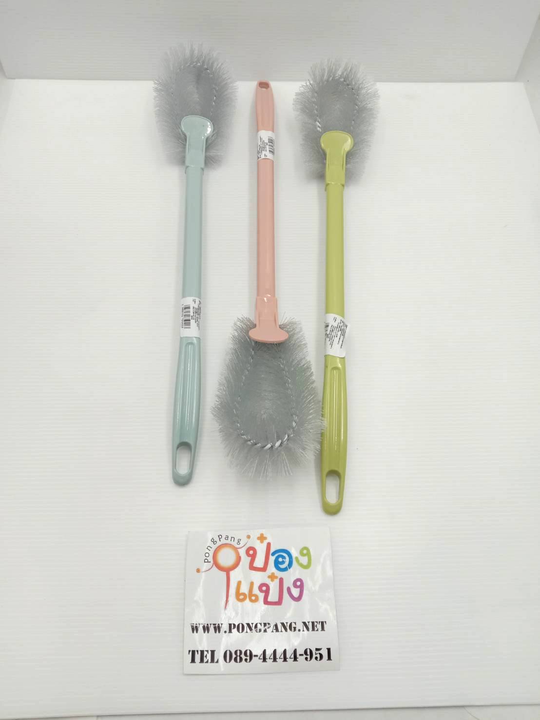 แปรงล้างห้องน้ำ หัวโค้ง ด้ามพลาสติกคละสี   