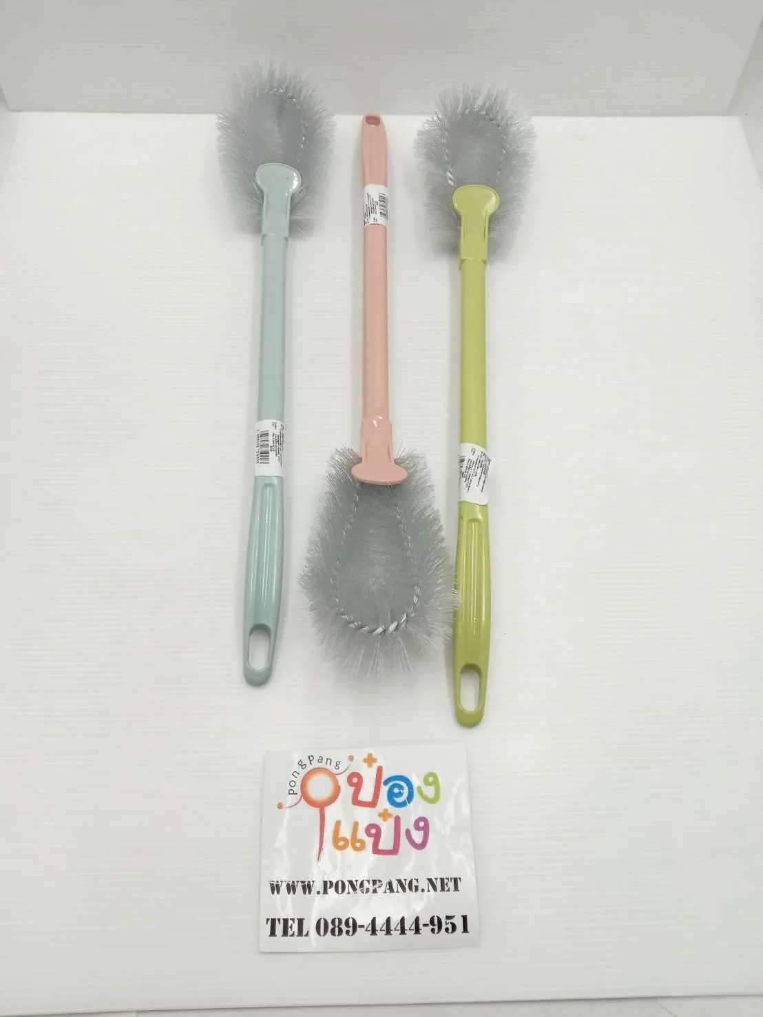 แปรงล้างห้องน้ำ หัวโค้ง ด้ามพลาสติกคละสี   