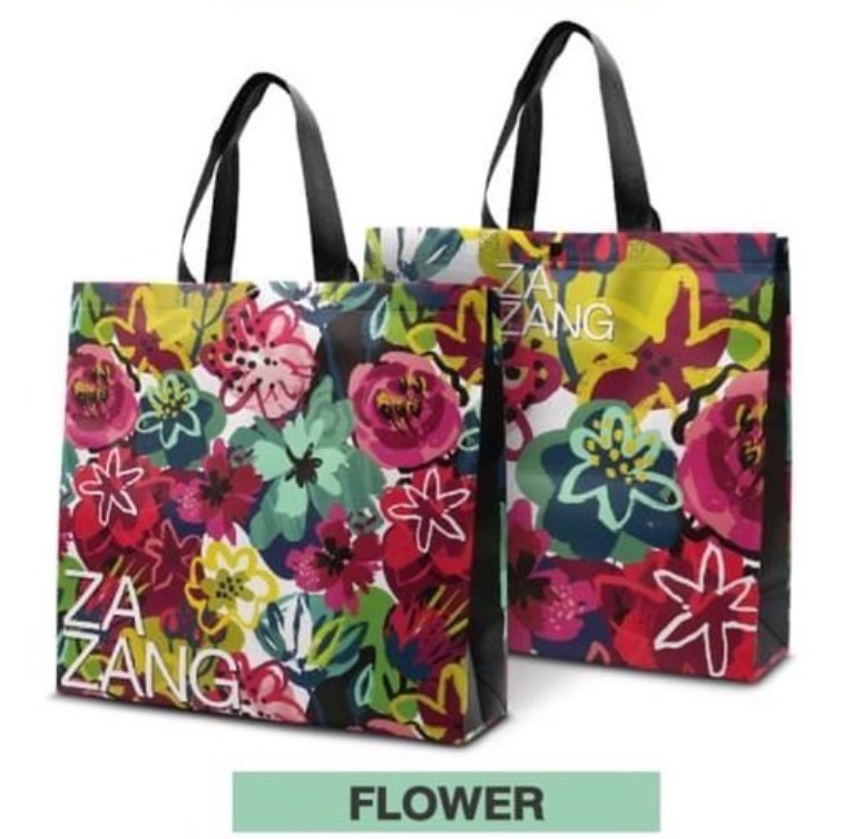 กระเป๋าผ้า ZAZANG มีกระดุม 40x42x12cm.ลายFLOWER 1*12